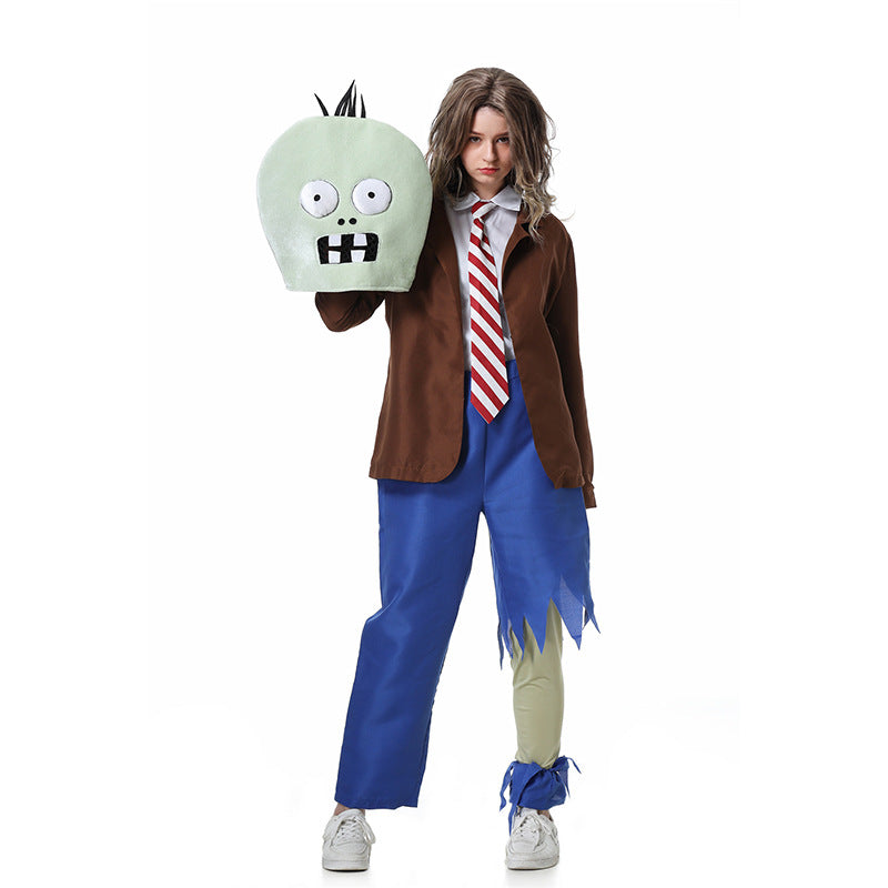 2025 New Halloween Zombie Cosplay Costume Plants Vs. Zombies Funny Stage Performance Costume Set