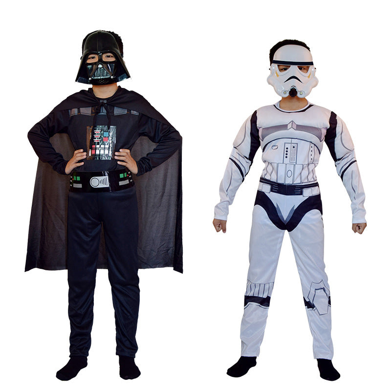 Black Soldier White Soldier Star Wars Costume Halloween Jedi Knight Children's Cos Yoda Mandalorian Jumpsuit