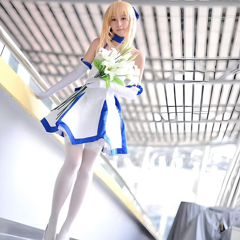 Cross-Border Fate Saber Lily Pure White Knight Cos Costume