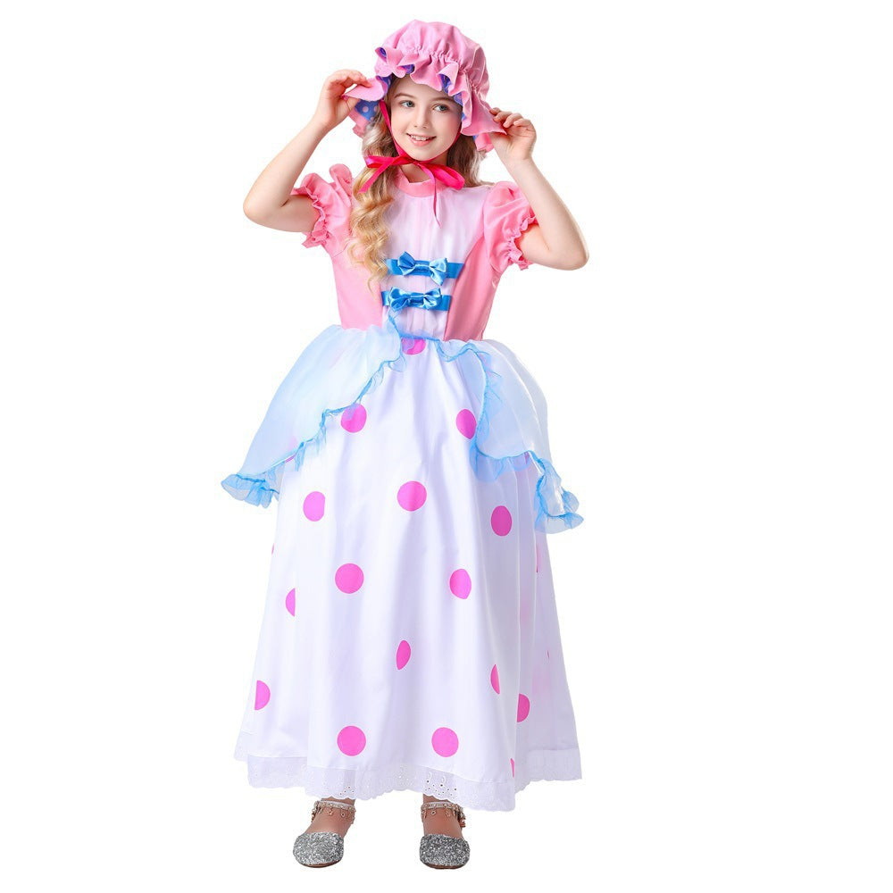 Halloween New Toy Story Cos Shepherdess Pink Long Dress Shepherdess Cos Performance Costume