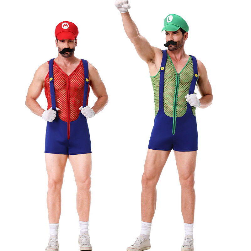 Halloween Adult Costumes European and American New Cosplay Mesh Jumpsuit European and American Men's Uniforms Performance Costumes