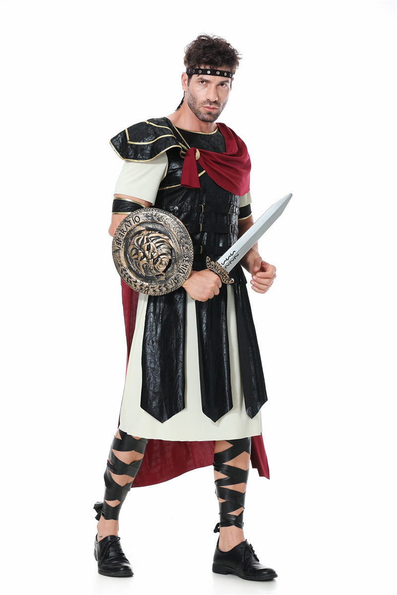 Halloween Roman Warrior Masquerade Parent-Child Costume Adult Male and Female Knight Soldier Costume COS Dress Up