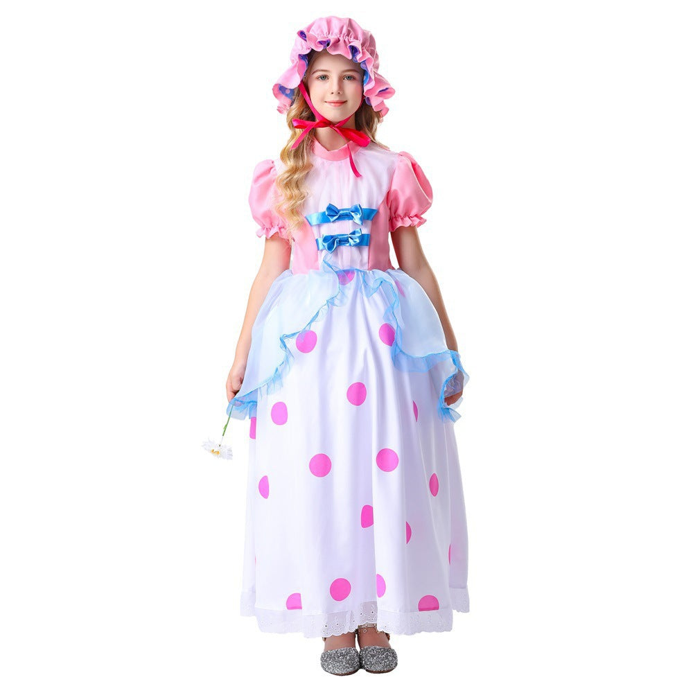 Halloween New Toy Story Cos Shepherdess Pink Long Dress Shepherdess Cos Performance Costume