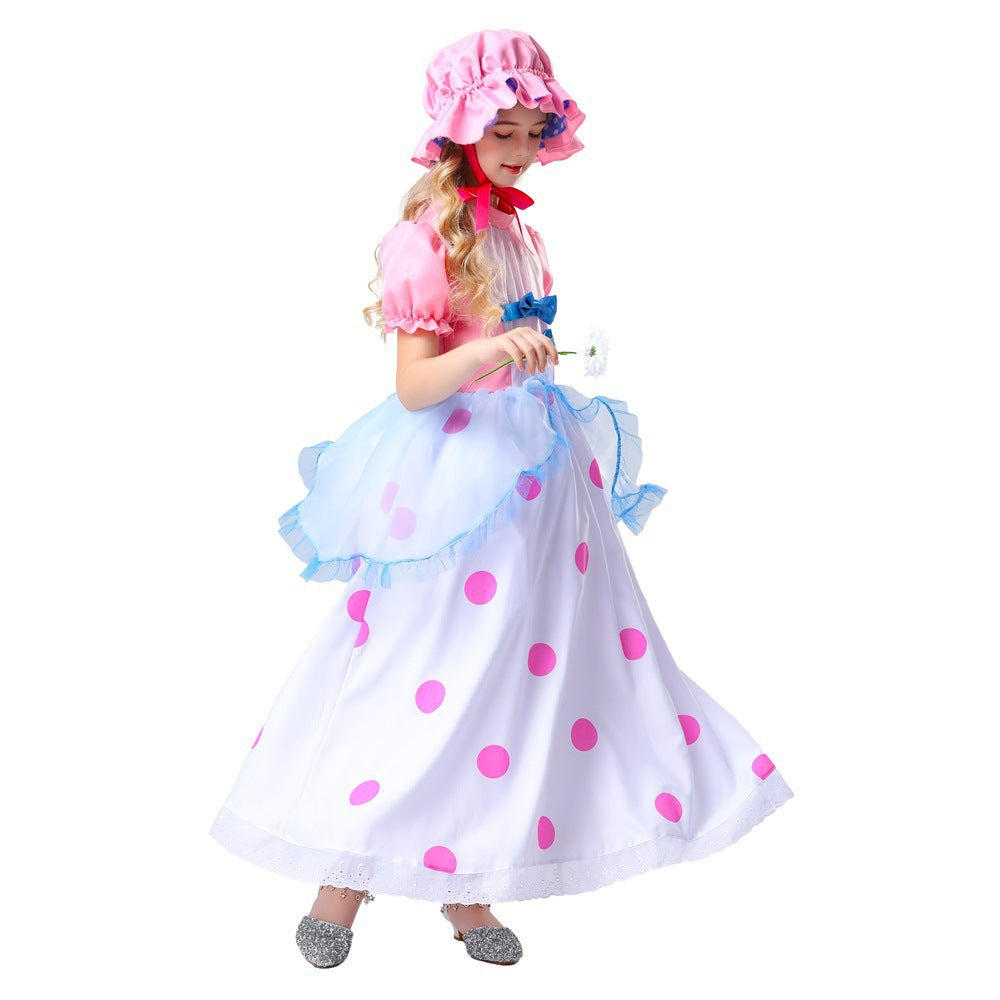 Halloween New Toy Story Cos Shepherdess Pink Long Dress Shepherdess Cos Performance Costume