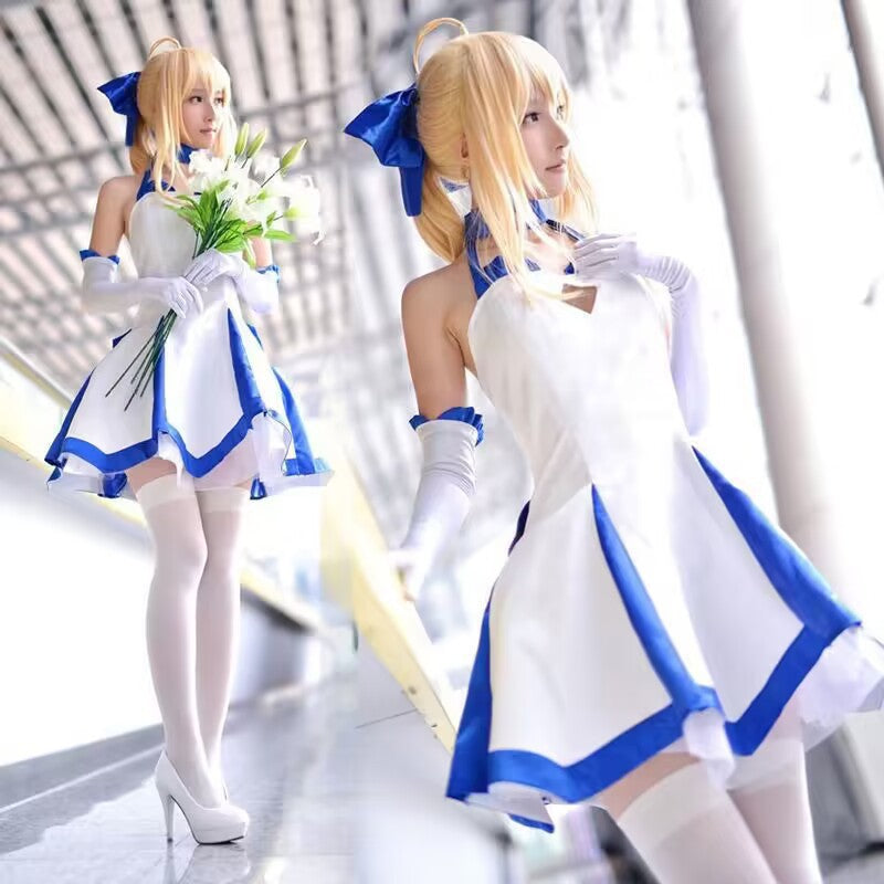 Cross-Border Fate Saber Lily Pure White Knight Cos Costume