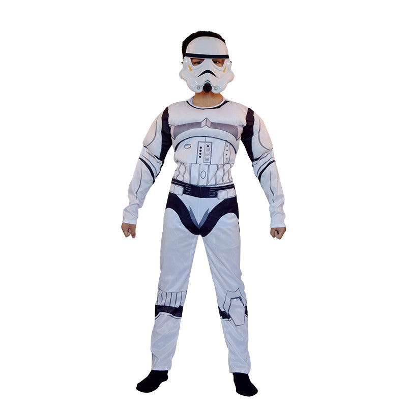 Black Soldier White Soldier Star Wars Costume Halloween Jedi Knight Children's Cos Yoda Mandalorian Jumpsuit