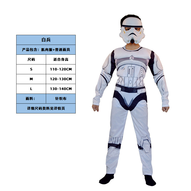 Black Soldier White Soldier Star Wars Costume Halloween Jedi Knight Children's Cos Yoda Mandalorian Jumpsuit