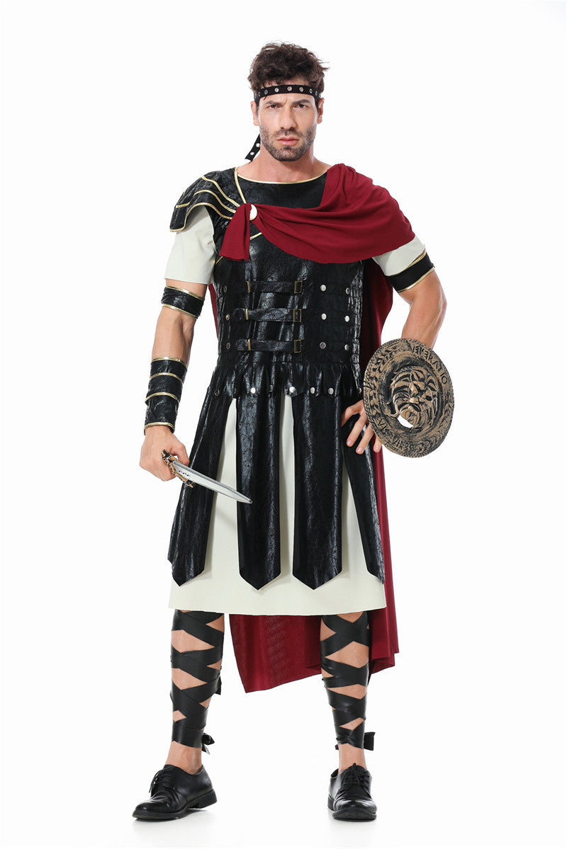 Halloween Roman Warrior Masquerade Parent-Child Costume Adult Male and Female Knight Soldier Costume COS Dress Up