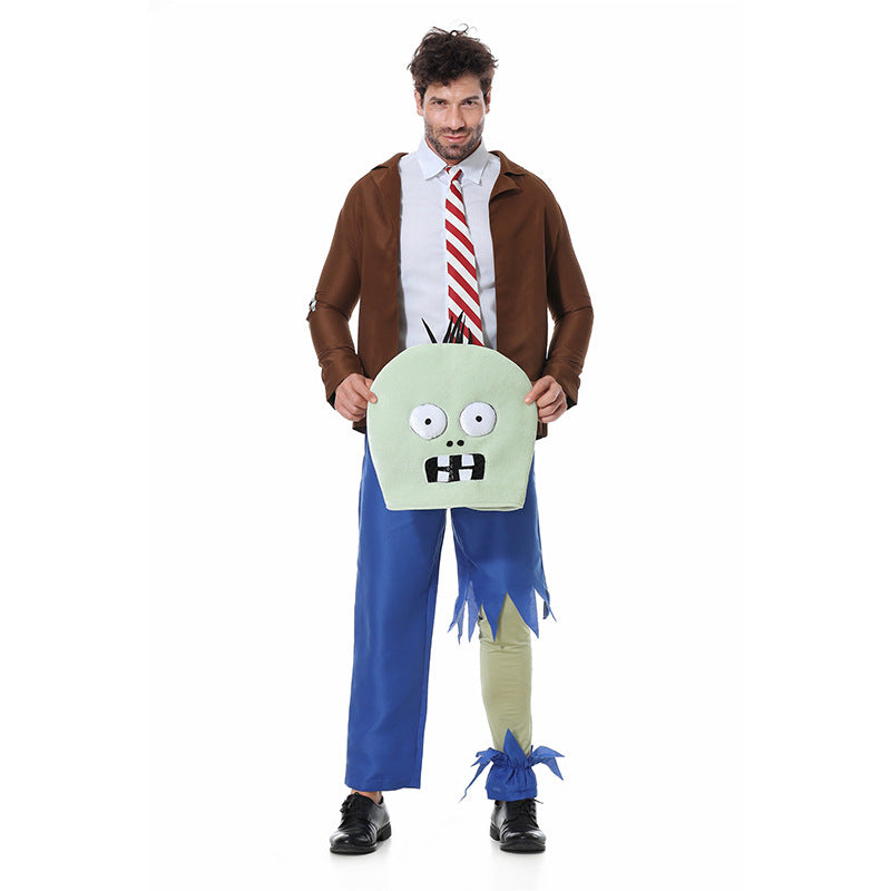 2025 New Halloween Zombie Cosplay Costume Plants Vs. Zombies Funny Stage Performance Costume Set