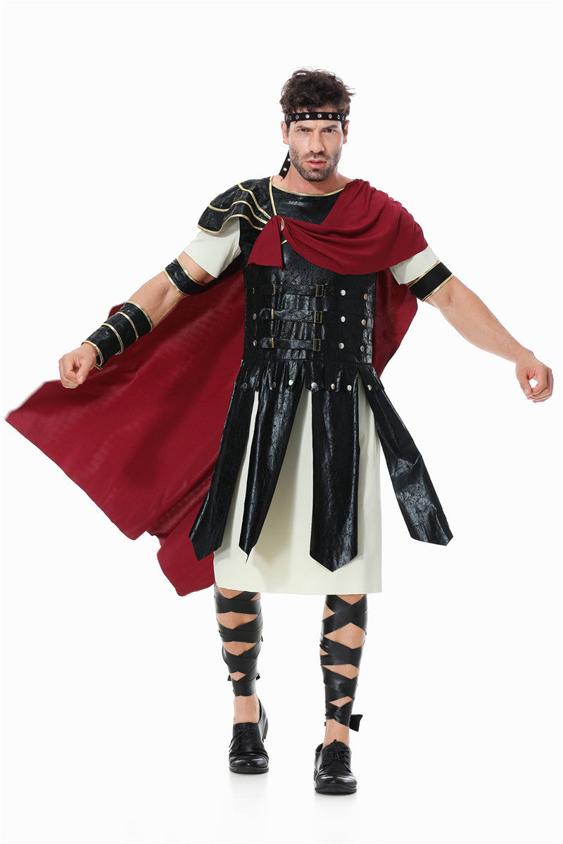 Halloween Roman Warrior Masquerade Parent-Child Costume Adult Male and Female Knight Soldier Costume COS Dress Up
