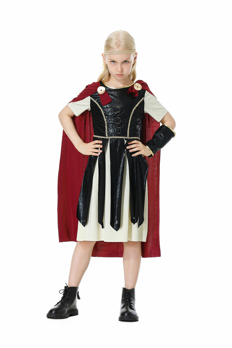 Halloween Roman Warrior Masquerade Parent-Child Costume Adult Male and Female Knight Soldier Costume COS Dress Up