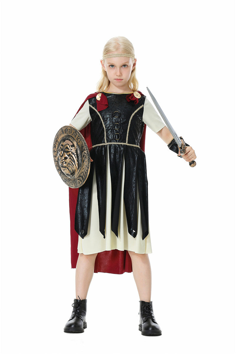 Halloween Roman Warrior Masquerade Parent-Child Costume Adult Male and Female Knight Soldier Costume COS Dress Up