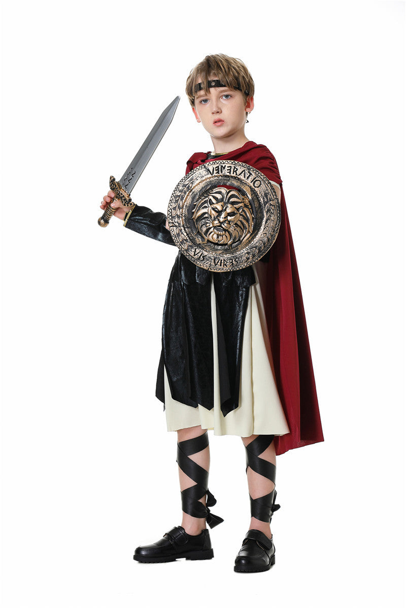 Halloween Roman Warrior Masquerade Parent-Child Costume Adult Male and Female Knight Soldier Costume COS Dress Up