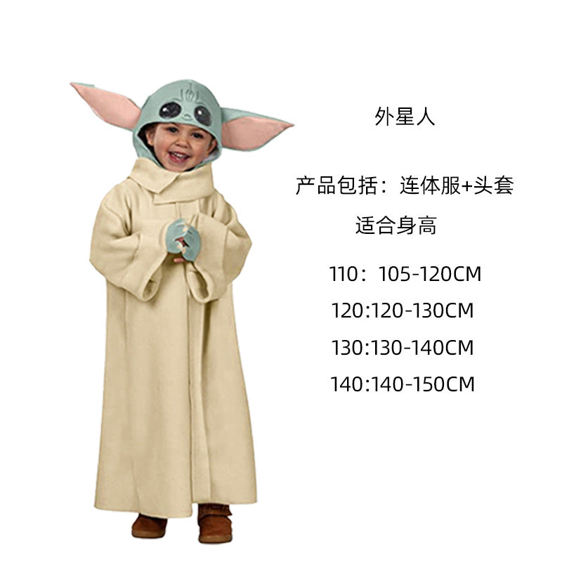 Black Soldier White Soldier Star Wars Costume Halloween Jedi Knight Children's Cos Yoda Mandalorian Jumpsuit