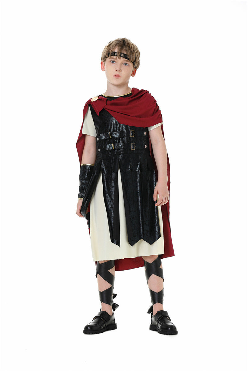 Halloween Roman Warrior Masquerade Parent-Child Costume Adult Male and Female Knight Soldier Costume COS Dress Up