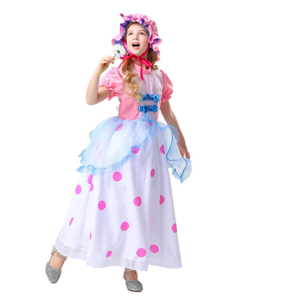 Halloween New Toy Story Cos Shepherdess Pink Long Dress Shepherdess Cos Performance Costume
