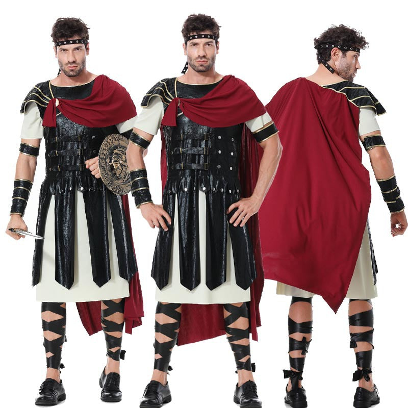Halloween Roman Warrior Masquerade Parent-Child Costume Adult Male and Female Knight Soldier Costume COS Dress Up