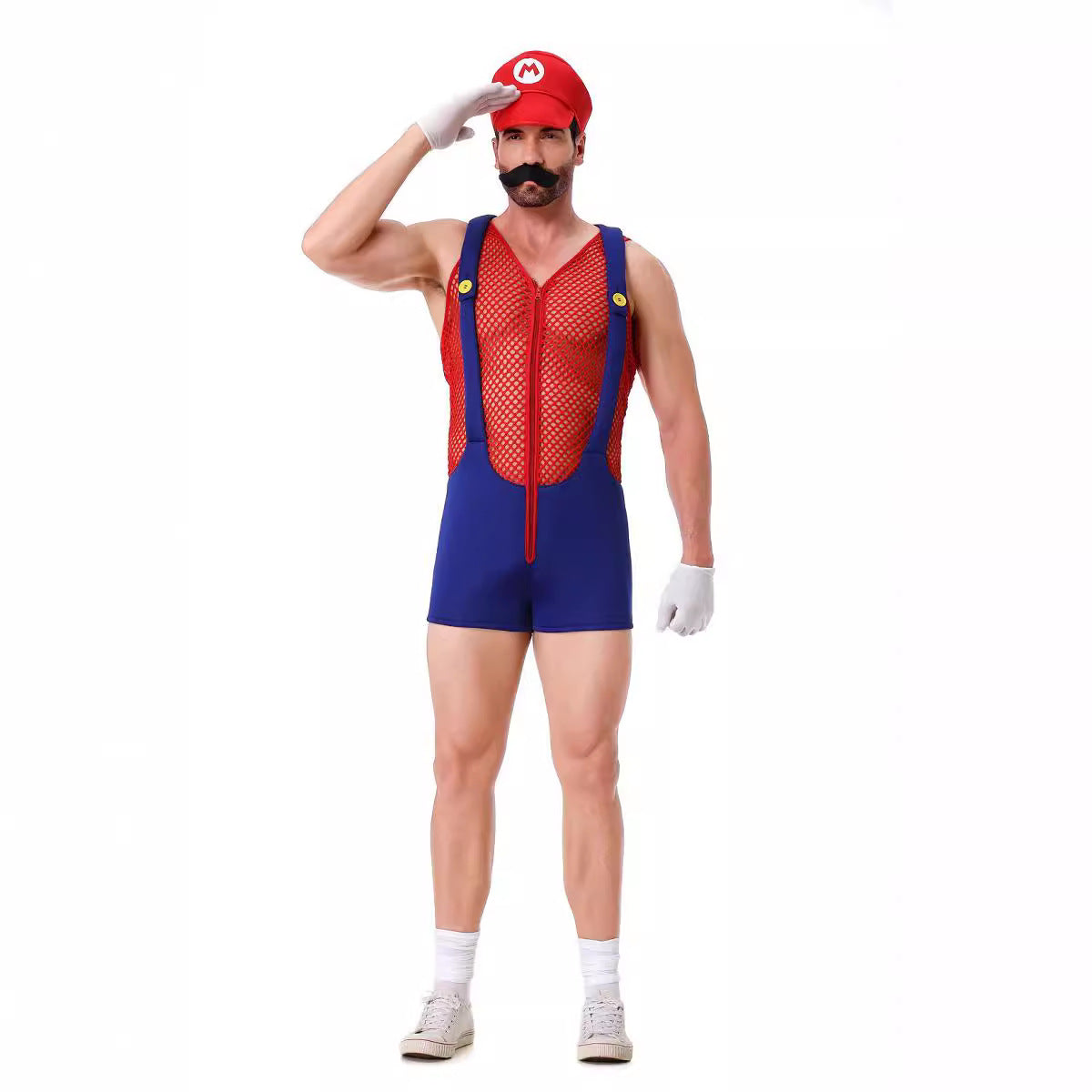 Halloween Adult Costumes European and American New Cosplay Mesh Jumpsuit European and American Men's Uniforms Performance Costumes