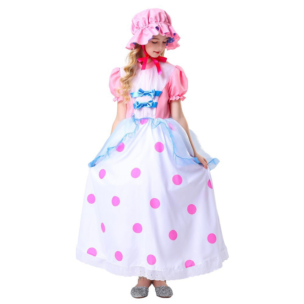 Halloween New Toy Story Cos Shepherdess Pink Long Dress Shepherdess Cos Performance Costume