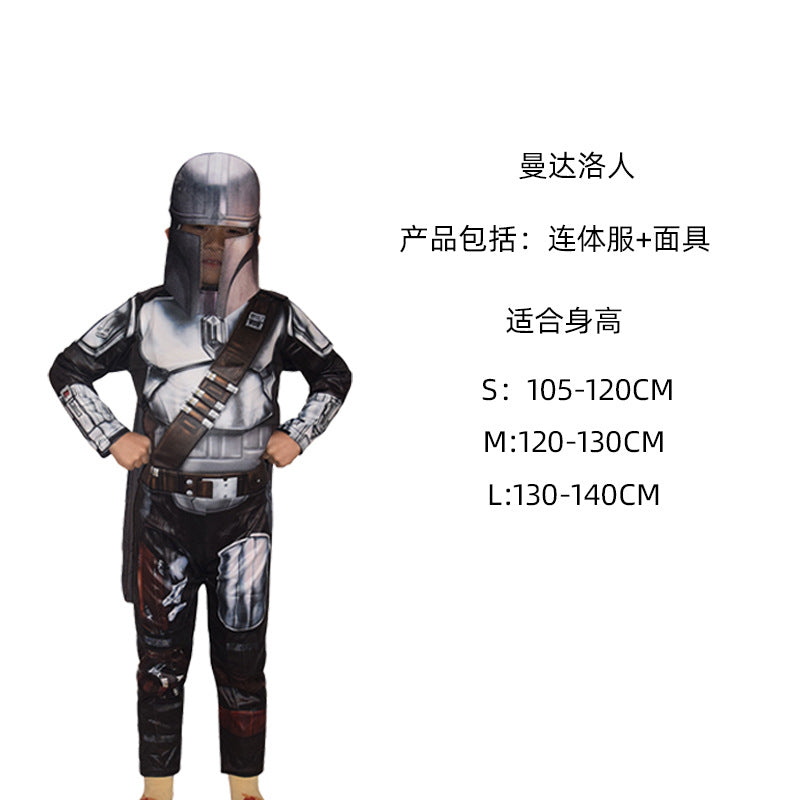 Black Soldier White Soldier Star Wars Costume Halloween Jedi Knight Children's Cos Yoda Mandalorian Jumpsuit