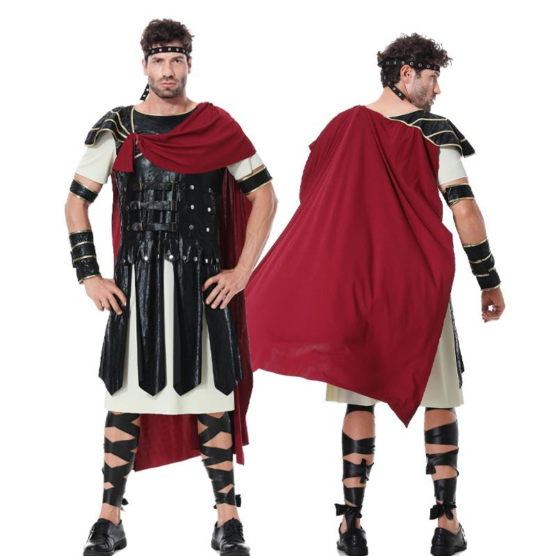 Halloween Roman Warrior Masquerade Parent-Child Costume Adult Male and Female Knight Soldier Costume COS Dress Up
