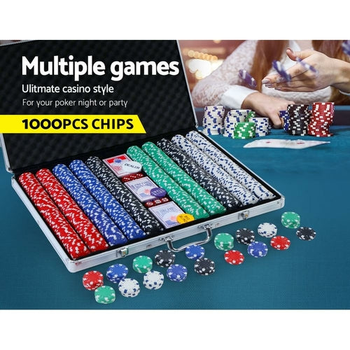 1000pcs Poker Chips Set Casino Texas Hold'em Gambling Party Game Dice