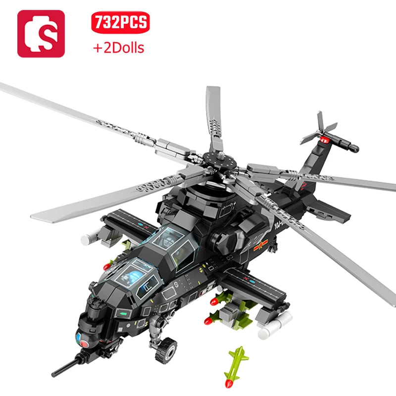 SEMBO 732 pz WZ-10 elicottero assemblaggio blocchi di costruzione MOC aereo armato aereo soldati modello mattoni ragazzi giocattoli regali per adulti