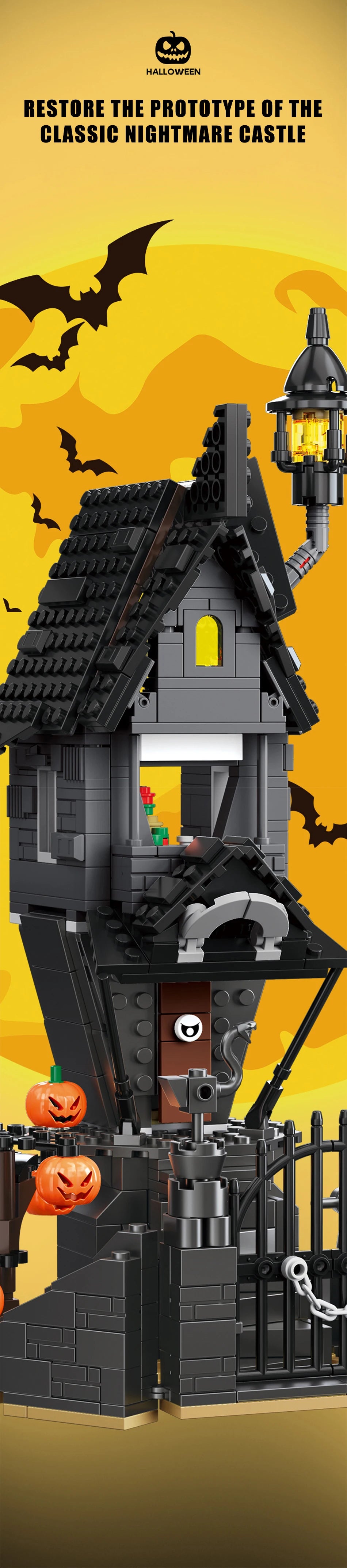 MOC Christmas Nightmare Castle Model Building Blocks Jack's House Architecture Bricks Toys Halloween Decoration Kids Xmas Gifts