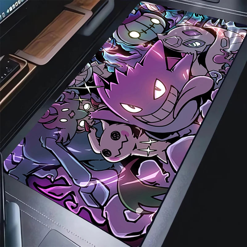 Tappetino per Mouse da Gaming Grande, Mousepad per Computer, per Giocatori E-sports, Pokemon Gengar, in Gomma Naturale con Bordo Bloccato