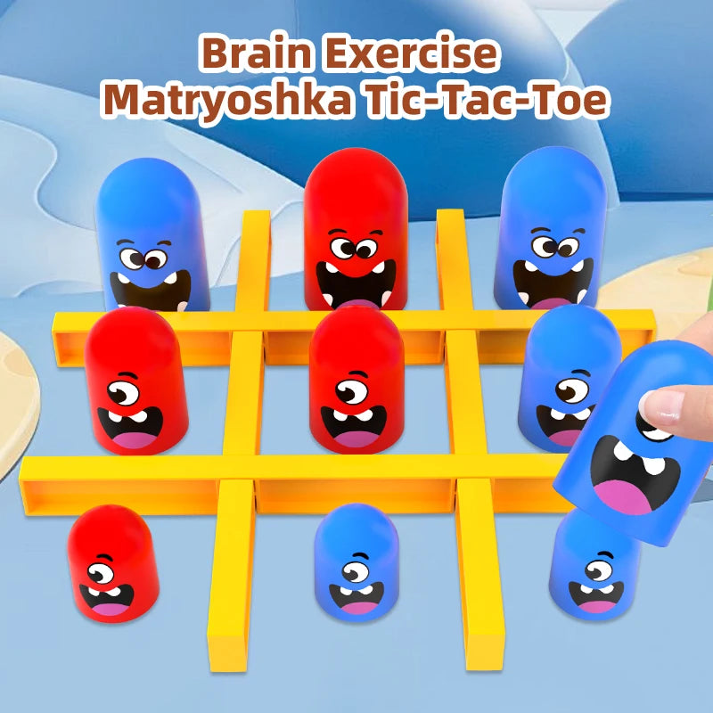 KNYYSECQ Gioco Tris con Personaggi, Set di Giocattoli di Tendenza, Gioco di Scacchi con Forme Distinte, Grande che Sfoga il Piccolo, Doppio Puzzle Divertente, Giocattolo per Bambini