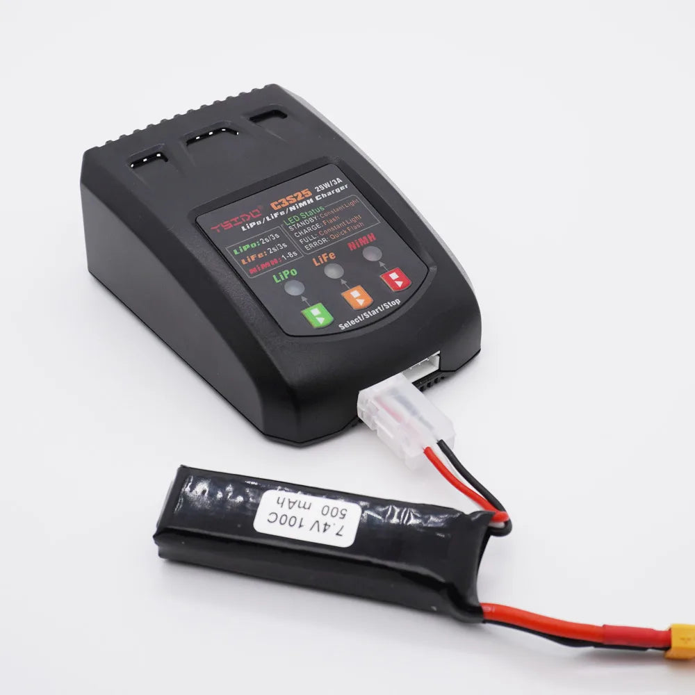 C3S25 25W/3A Mini caricatore dell'equilibrio di ricarica spina ue/usa per RC 7.4V-11.1V 2-3s Lipo NiMh caricabatteria da auto giocattolo con telecomando a batteria