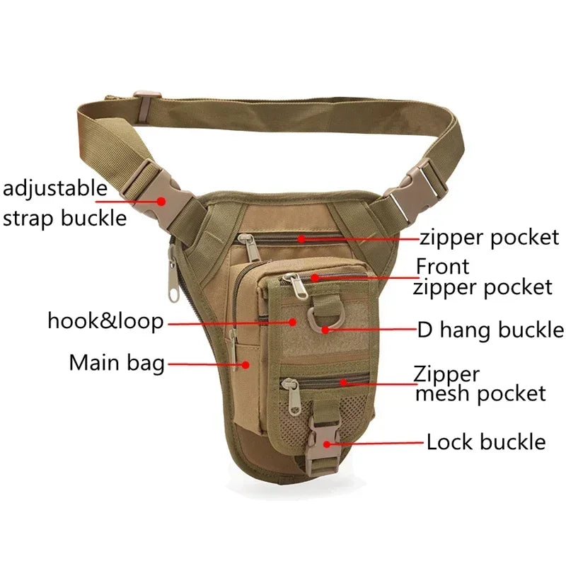 Borsa tattica da combattimento per tiro in vita Borsa da gamba regolabile per escursionismo Caccia Marsupi Molle Drop Leg Bag