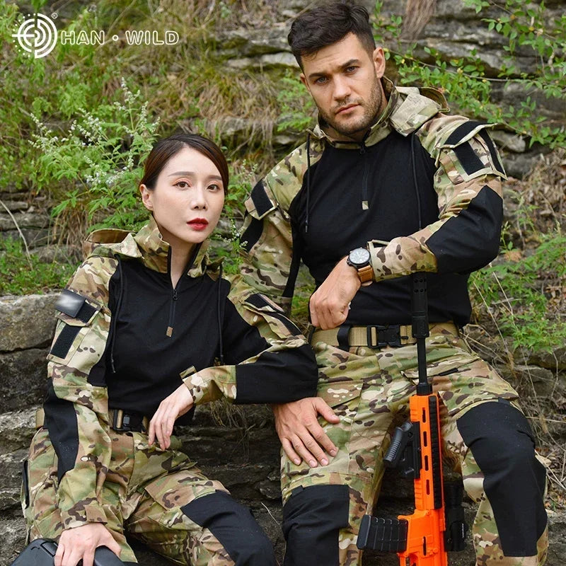 Tute tattiche da esterno Uniforme da escursionismo Resistente all'usura Uomo Abbigliamento da arrampicata Pantaloni da paintball Softair Camicia da combattimento Attrezzatura da campeggio
