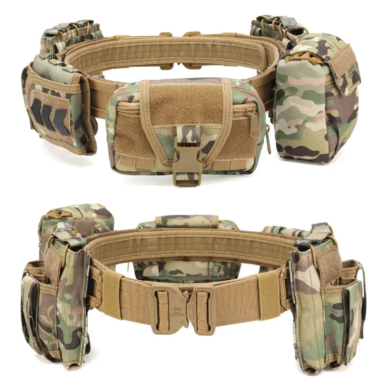 Marsupio tattico 6 in 1 Cintura di scarico tattica con tasche Portafoglio per attrezzatura da caccia Zaino tattico esterno impermeabile