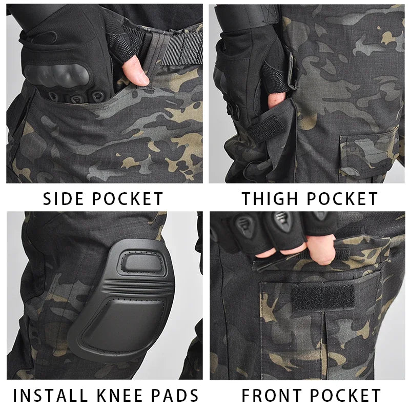 Softair Tactical Uniform Combat Shirt Climbing Suit Camo Pants Men Clothing Camping Paintball Set Hiking Outfit Climb Clothes