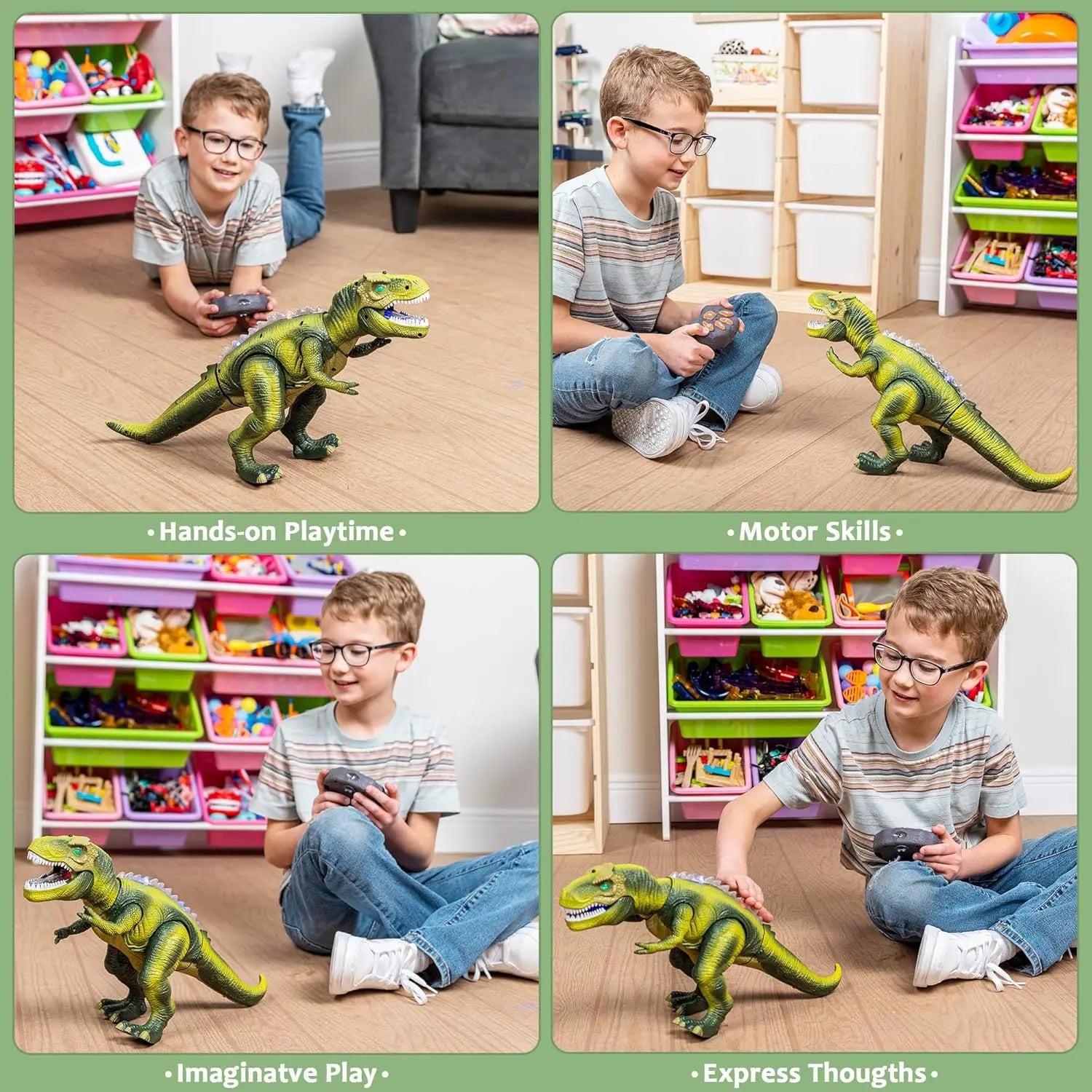 Giocattolo Dinosauro Robot con Luci e Suoni Realistici, Telecomandato per Camminare e Ballare, Giocattolo Elettronico per Bambini, Regalo di Compleanno