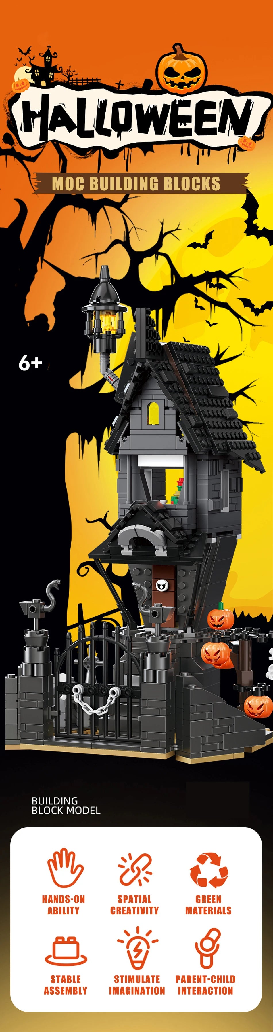 MOC Christmas Nightmare Castle Model Building Blocks Jack's House Architecture Bricks Toys Halloween Decoration Kids Xmas Gifts