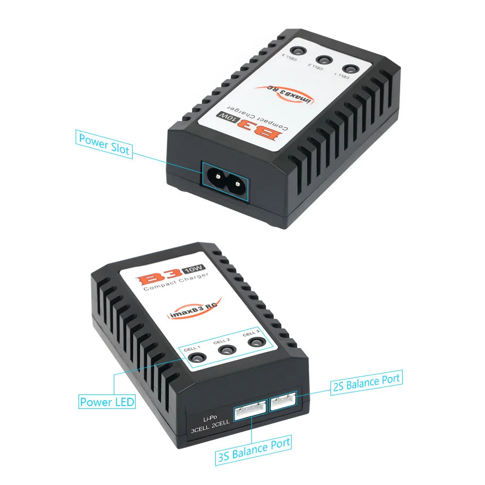 Caricatore compatto per batteria Lipo IMAX B3 PRO 7.4V 11.1V 2S 3S 110-240V Caricatore per alimentatore Lipo Spina europea per parti di elicotteri RC