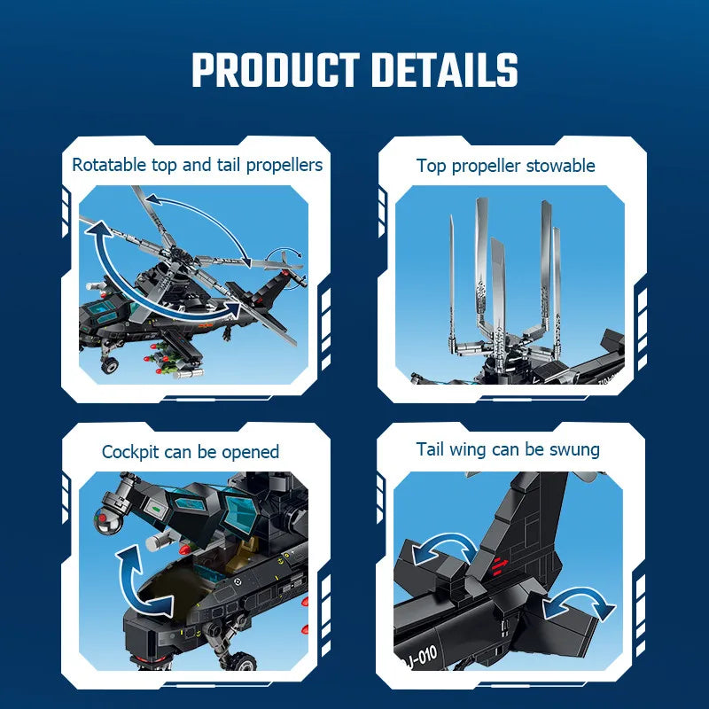 SEMBO 732 pz WZ-10 elicottero assemblaggio blocchi di costruzione MOC aereo armato aereo soldati modello mattoni ragazzi giocattoli regali per adulti