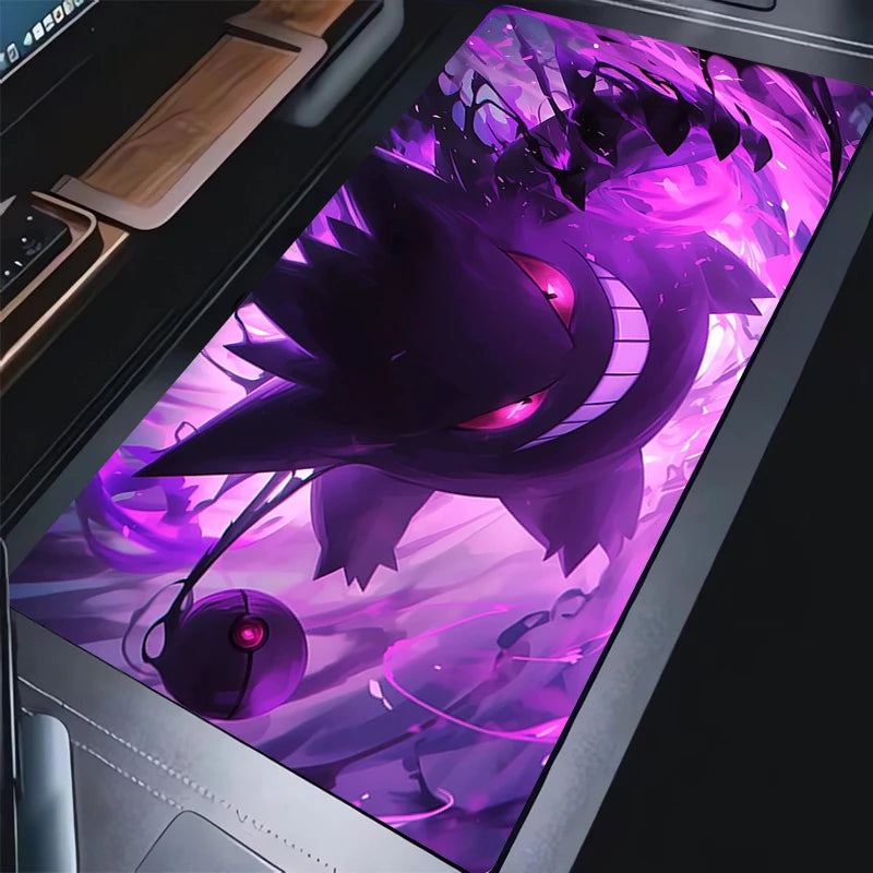 Tappetino per Mouse da Gaming Grande, Mousepad per Computer, per Giocatori E-sports, Pokemon Gengar, in Gomma Naturale con Bordo Bloccato