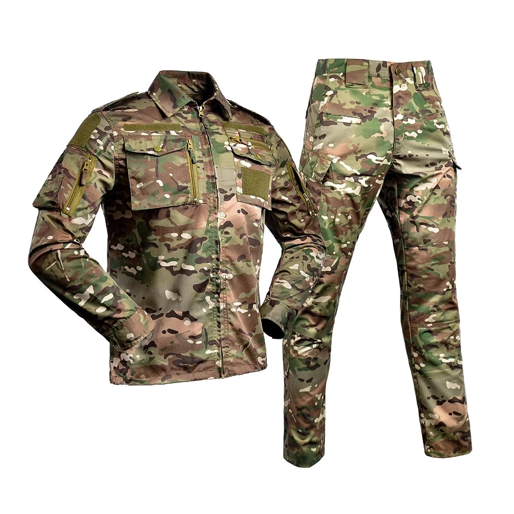 Uniform Camouflage outdoors Combat Shirt Uniforme Tactical Suit Clothing CS Softair Men Working Clothes with Caps