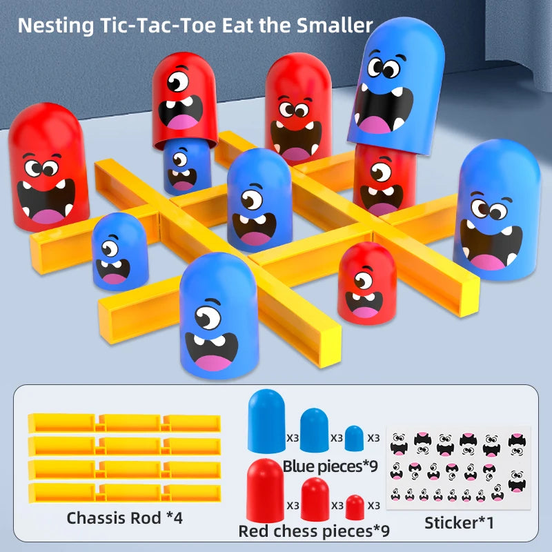 KNYYSECQ Gioco Tris con Personaggi, Set di Giocattoli di Tendenza, Gioco di Scacchi con Forme Distinte, Grande che Sfoga il Piccolo, Doppio Puzzle Divertente, Giocattolo per Bambini