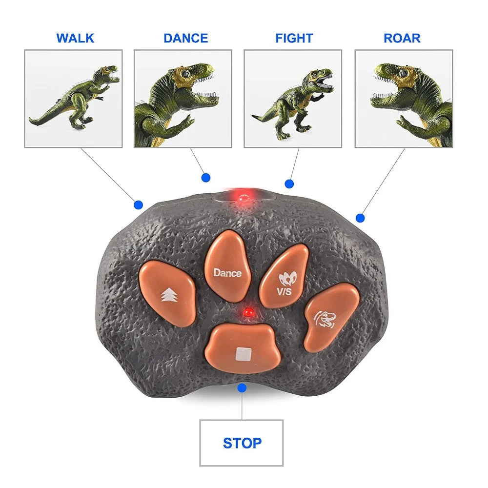 Giocattolo Dinosauro Robot con Luci e Suoni Realistici, Telecomandato per Camminare e Ballare, Giocattolo Elettronico per Bambini, Regalo di Compleanno