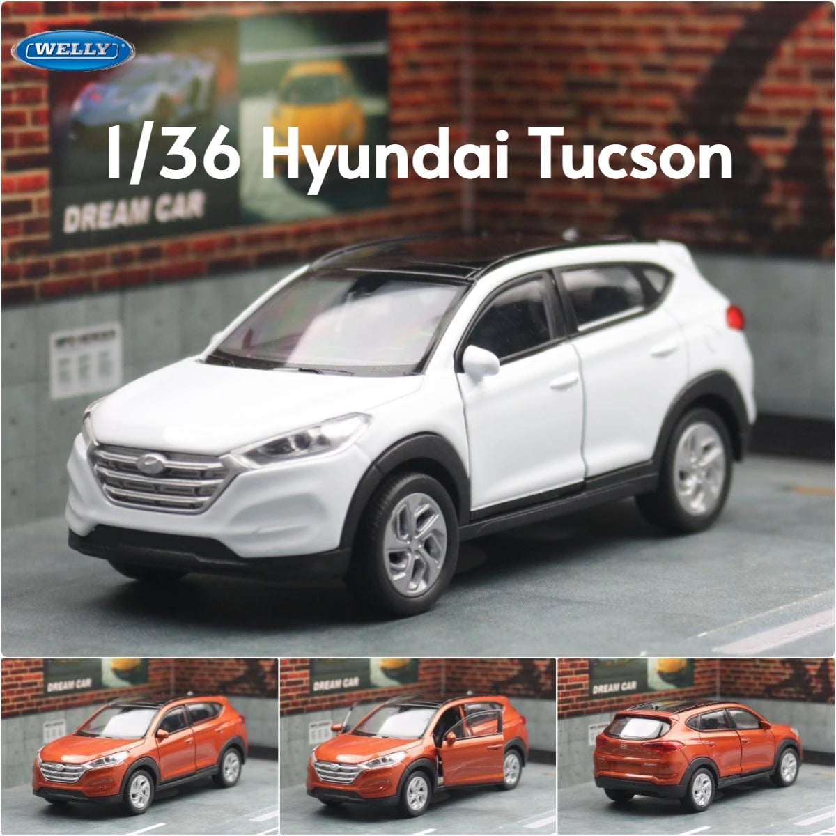 1/36 Hyundai Tucson SUV giocattolo modello di auto Welly pressofuso in lega veicolo in miniatura tirare indietro collezione regalo per bambini ragazzi capretto