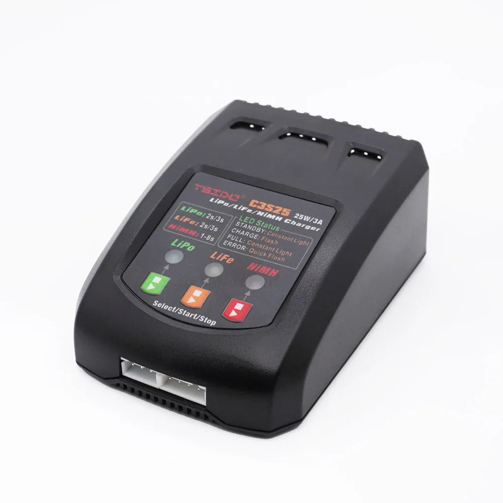 C3S25 25W/3A Mini caricatore dell'equilibrio di ricarica spina ue/usa per RC 7.4V-11.1V 2-3s Lipo NiMh caricabatteria da auto giocattolo con telecomando a batteria