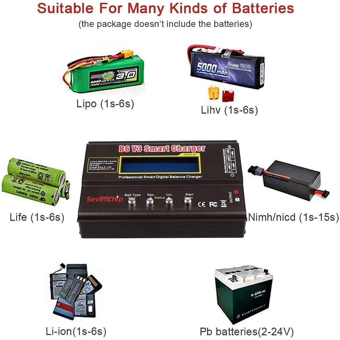 B6V3 B6 V3 80W 6A Caricabatteria LiPo Scaricatore digitale per batteria Li-ion Life NiCd NiMH LiHV PB + alimentatore regolabile