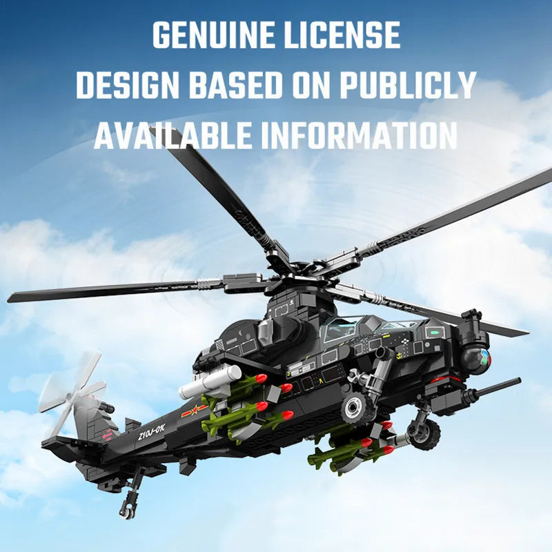 SEMBO 732 pz WZ-10 elicottero assemblaggio blocchi di costruzione MOC aereo armato aereo soldati modello mattoni ragazzi giocattoli regali per adulti