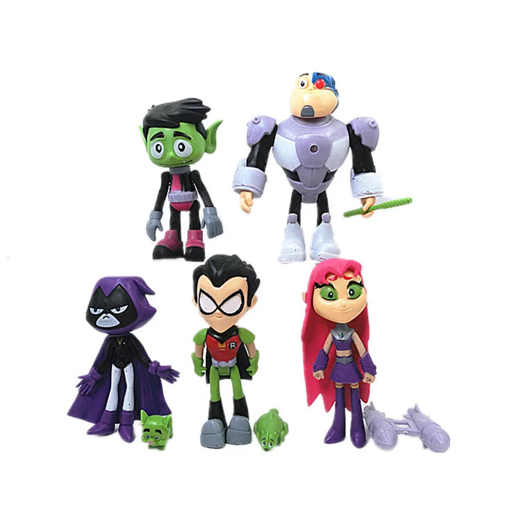 7 anime movie Teen Titans Beast Boy Steel Bones Starfire Raven hand puppet children's toys birthday Christmas gift handmade doll