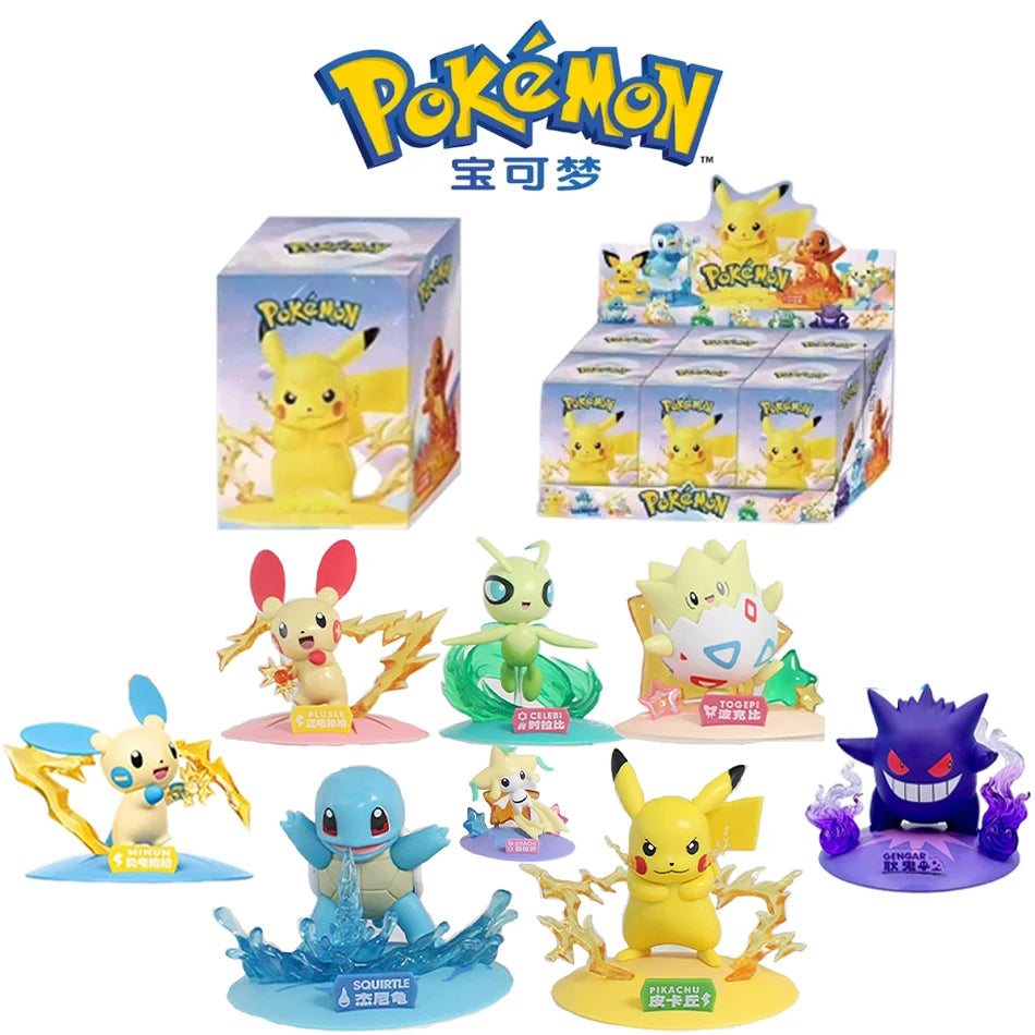 12 Pok é mon Action Dolls Pikachu Blind Box Anime Models Desktop Decorations Pok é mon Toys Children's Birthday Gifts