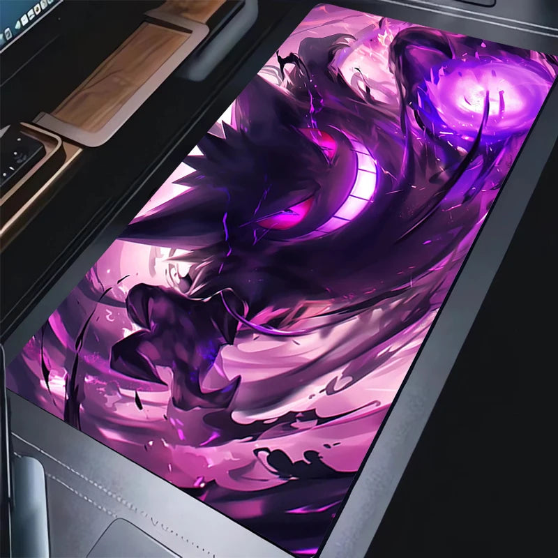 Tappetino per Mouse da Gaming Grande, Mousepad per Computer, per Giocatori E-sports, Pokemon Gengar, in Gomma Naturale con Bordo Bloccato